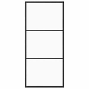 vidaXL Sliding Door Tempered Glass and Aluminum 90x205 cm Black