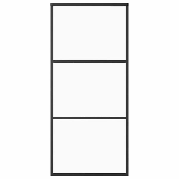 vidaXL Sliding Door Tempered Glass and Aluminum 90x205 cm Black