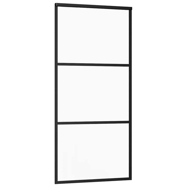 vidaXL Sliding Door Tempered Glass and Aluminum 90x205 cm Black