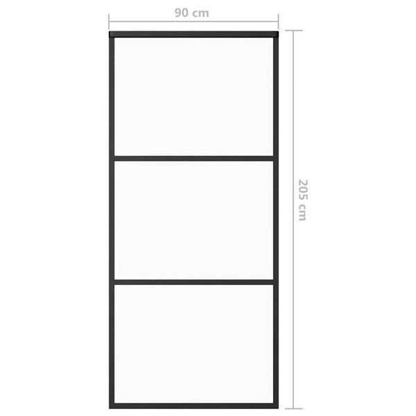 vidaXL Sliding Door Tempered Glass and Aluminum 90x205 cm Black