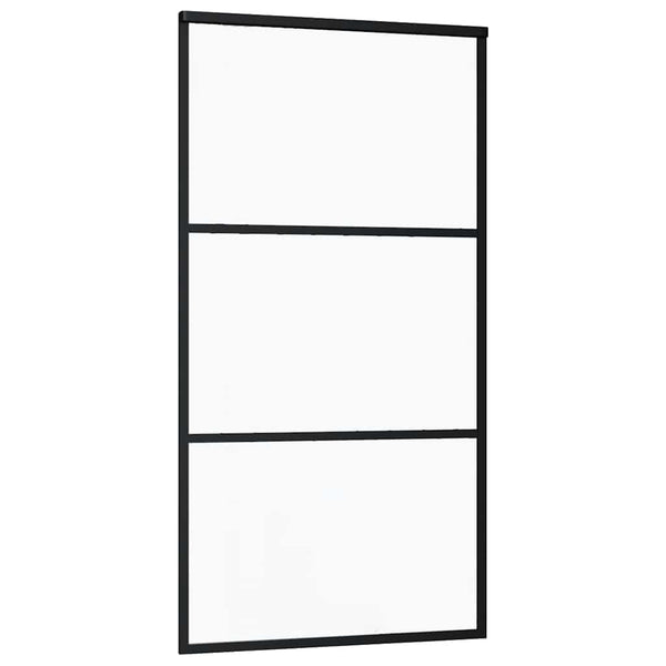 vidaXL Sliding Door Tempered Glass and Aluminum 102x205 cm Black