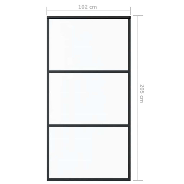 vidaXL Sliding Door Tempered Glass and Aluminum 102x205 cm Black