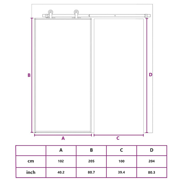 vidaXL Sliding Door Tempered Glass and Aluminum 102x205 cm Black