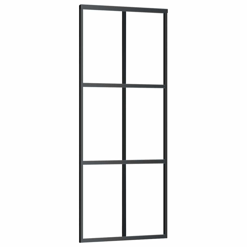 vidaXL Sliding Door Tempered Glass and Aluminum 76x205 cm Black