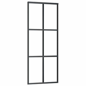 vidaXL Sliding Door Tempered Glass and Aluminum 76x205 cm Black