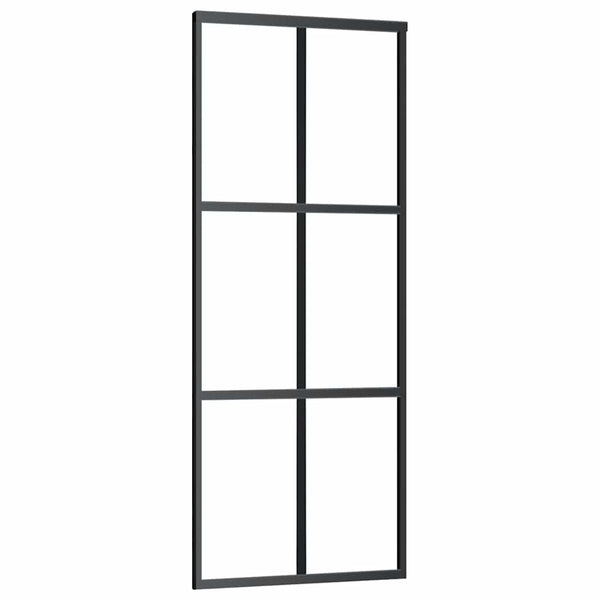 vidaXL Sliding Door Tempered Glass and Aluminum 76x205 cm Black
