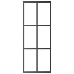 vidaXL Sliding Door Tempered Glass and Aluminum 76x205 cm Black