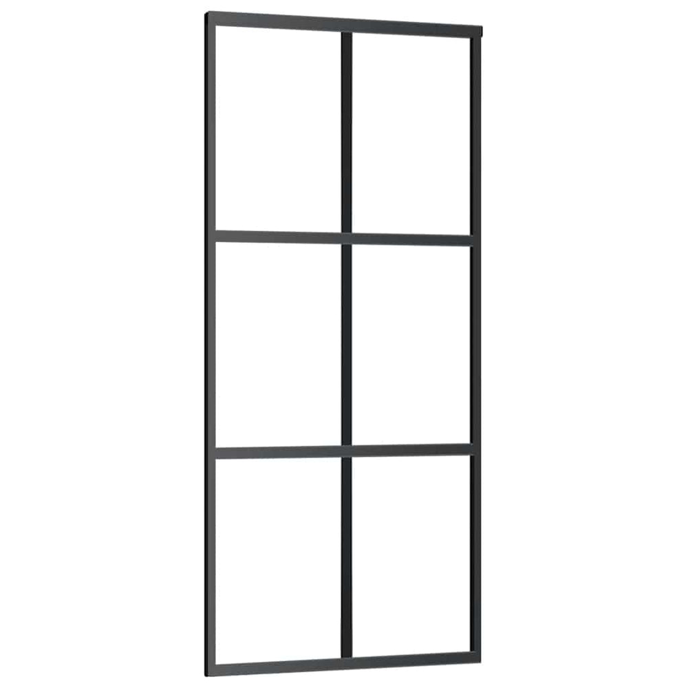 vidaXL Sliding Door Tempered Glass and Aluminum 90x205 cm Black