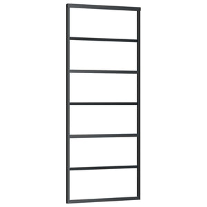 vidaXL Sliding Door Tempered Glass and Aluminum 76x205 cm Black