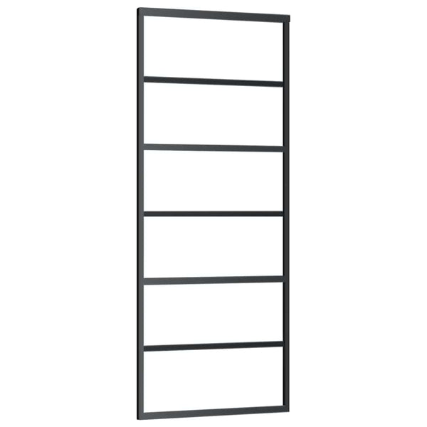vidaXL Sliding Door Tempered Glass and Aluminum 76x205 cm Black