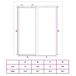 vidaXL Sliding Door Tempered Glass and Aluminum 76x205 cm Black