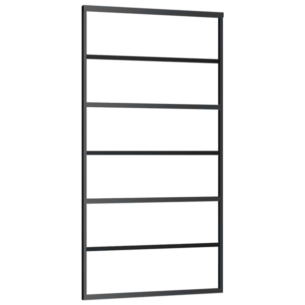 vidaXL Sliding Door Tempered Glass and Aluminum 102x205 cm Black