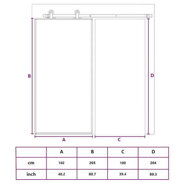vidaXL Sliding Door Tempered Glass and Aluminum 102x205 cm Black
