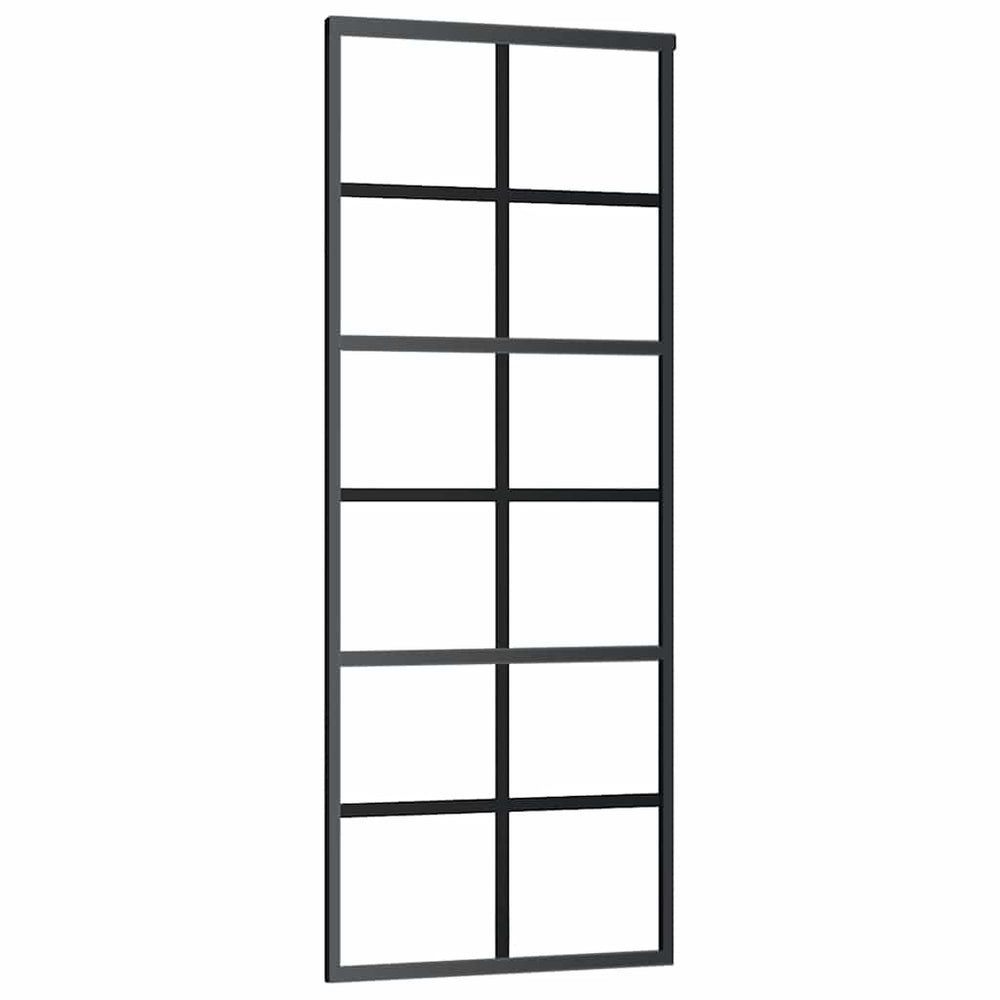 vidaXL Sliding Door Tempered Glass and Aluminum 76x205 cm Black