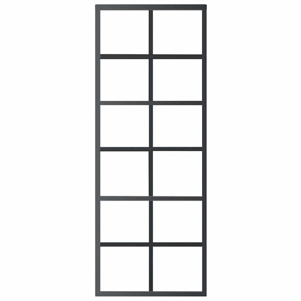 vidaXL Sliding Door Tempered Glass and Aluminum 76x205 cm Black