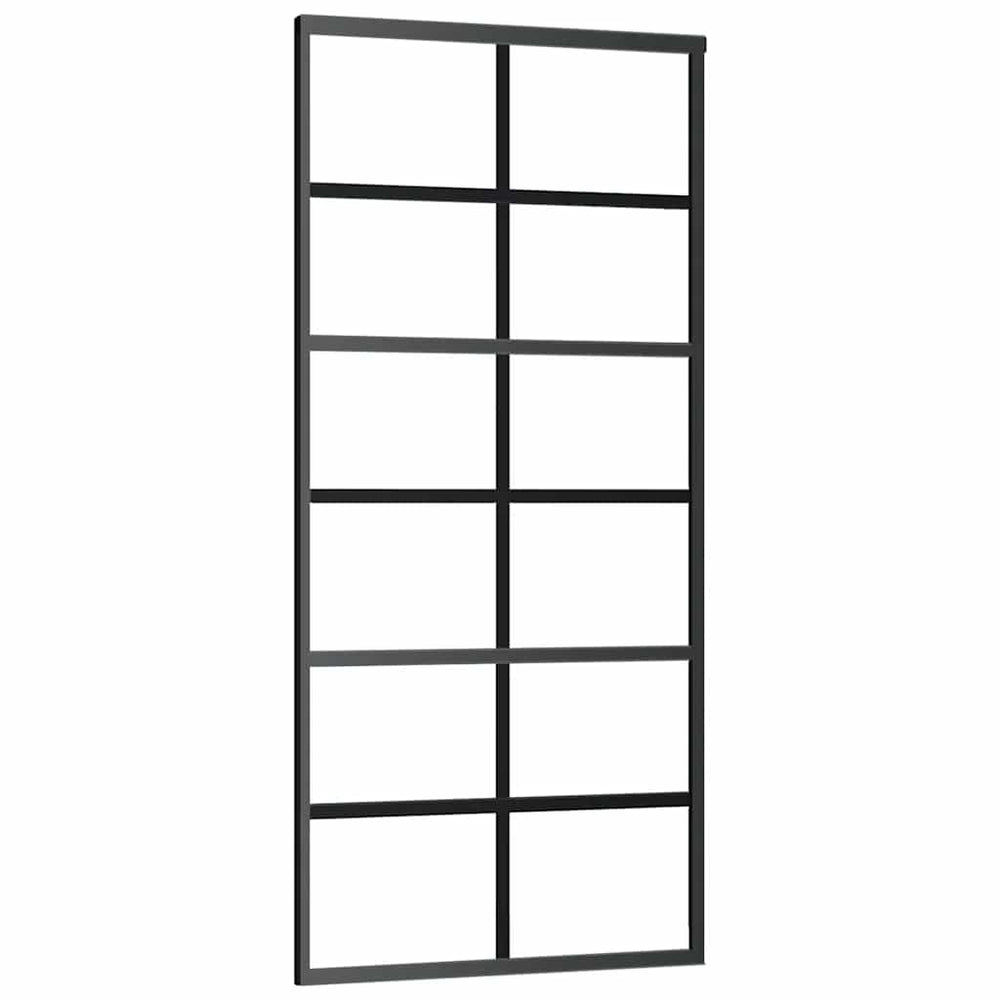 vidaXL Sliding Door Tempered Glass and Aluminum 90x205 cm Black