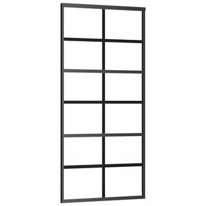 vidaXL Sliding Door Tempered Glass and Aluminum 90x205 cm Black