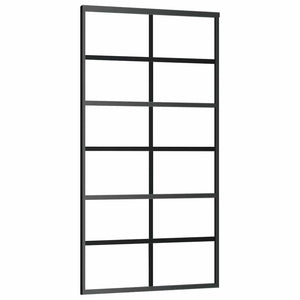 vidaXL Sliding Door Tempered Glass and Aluminum 102x205 cm Black