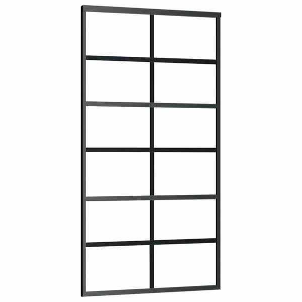 vidaXL Sliding Door Tempered Glass and Aluminum 102x205 cm Black