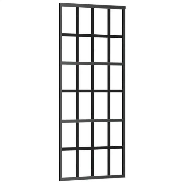 vidaXL Sliding Door Tempered Glass and Aluminum 76x205 cm Black