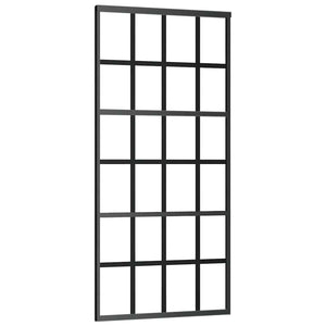 vidaXL Sliding Door Tempered Glass and Aluminum 90x205 cm Black