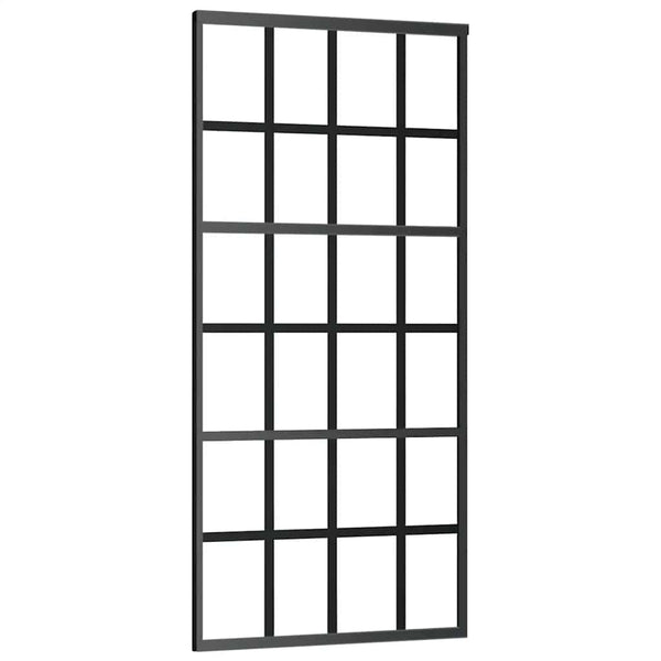 vidaXL Sliding Door Tempered Glass and Aluminum 90x205 cm Black