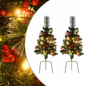 vidaXL Artificial Christmas Tree with Lights 2 pcs Outdoor 76 cm