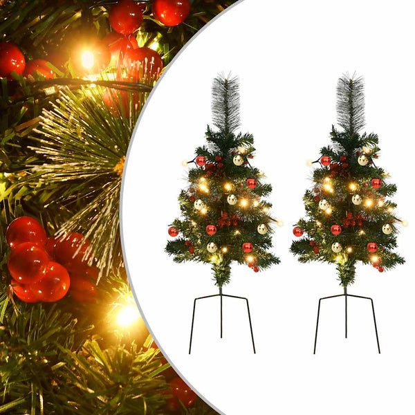 vidaXL Artificial Christmas Tree with Lights 2 pcs Outdoor 76 cm