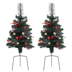 vidaXL Artificial Christmas Tree with Lights 2 pcs Outdoor 76 cm