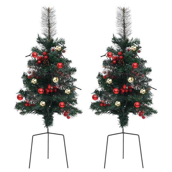 vidaXL Artificial Christmas Tree with Lights 2 pcs Outdoor 76 cm