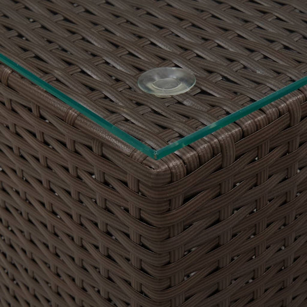 vidaXL Side Table with Glass Top Brown 35x35x52 cm Poly Rattan