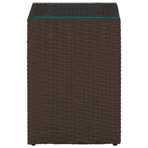 vidaXL Side Tables 3 pcs. with Glass Tops Brown Poly Rattan