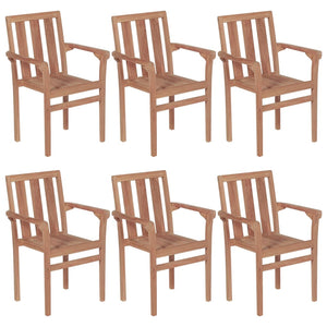 vidaXL Stackable Garden Chairs with Cushions 6 pcs. Solid Teak Wood