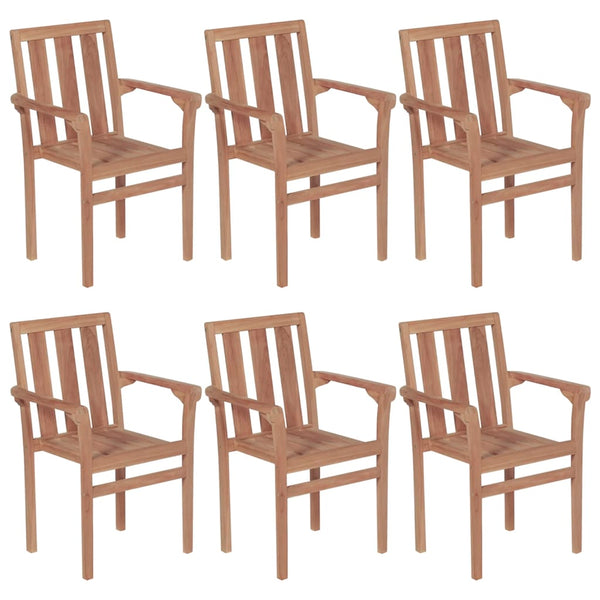 vidaXL Stackable Garden Chairs with Cushions 6 pcs. Solid Teak Wood