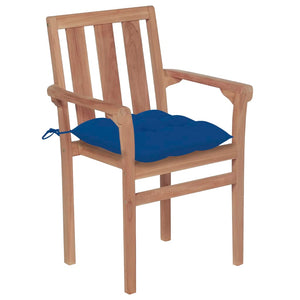 vidaXL Stackable Garden Chairs with Cushions 6 pcs. Solid Teak Wood