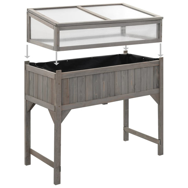 vidaXL Raised Bed with Greenhouse 110x54x120 cm Solid Fir Wood