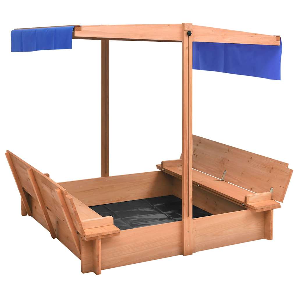 vidaXL Sandpit with Roof Firwood 112x112x112 cm