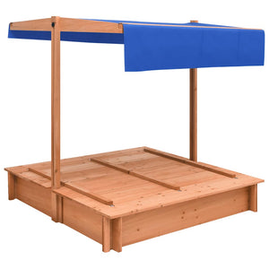 vidaXL Sandpit with Roof Firwood 112x112x112 cm