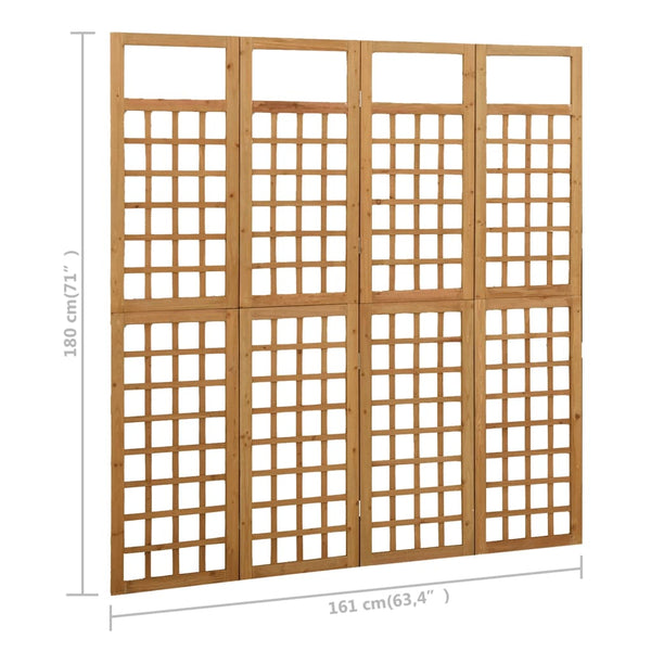 vidaXL Trellis/Room Divider 4-Panel Solid Fir Wood 161x180 cm