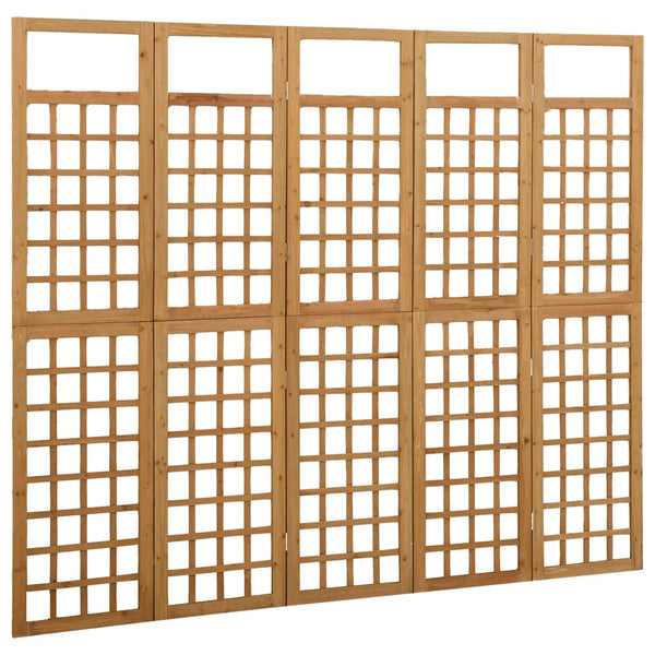 vidaXL Trellis/Room Divider 5-Panel Solid Fir Wood 201.5x180 cm