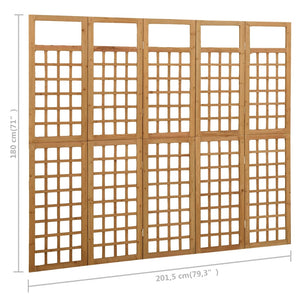 vidaXL Trellis/Room Divider 5-Panel Solid Fir Wood 201.5x180 cm