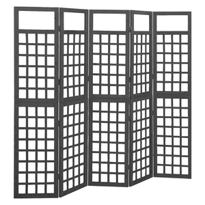 vidaXL Trellis/Room Divider 5-Panel Solid Fir Wood Black 201.5x180 cm