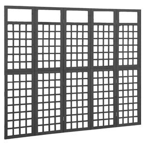vidaXL Trellis/Room Divider 5-Panel Solid Fir Wood Black 201.5x180 cm