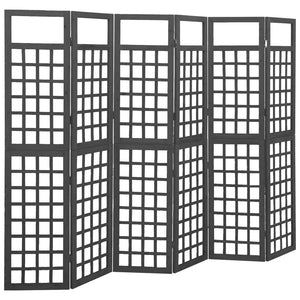 vidaXL Trellis/Room Divider 6-Panel Solid Fir Wood Black 242.5x180 cm
