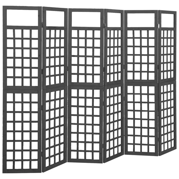 vidaXL Trellis/Room Divider 6-Panel Solid Fir Wood Black 242.5x180 cm