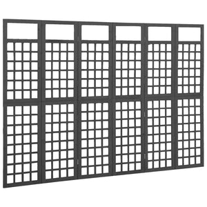 vidaXL Trellis/Room Divider 6-Panel Solid Fir Wood Black 242.5x180 cm