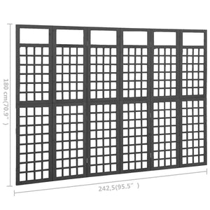vidaXL Trellis/Room Divider 6-Panel Solid Fir Wood Black 242.5x180 cm