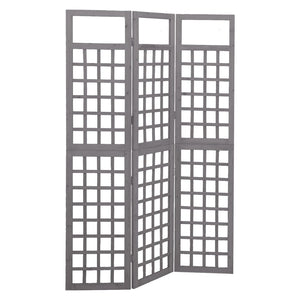 vidaXL Trellis/Room Divider 3-Panel Solid Fir Wood Grey 121x180 cm