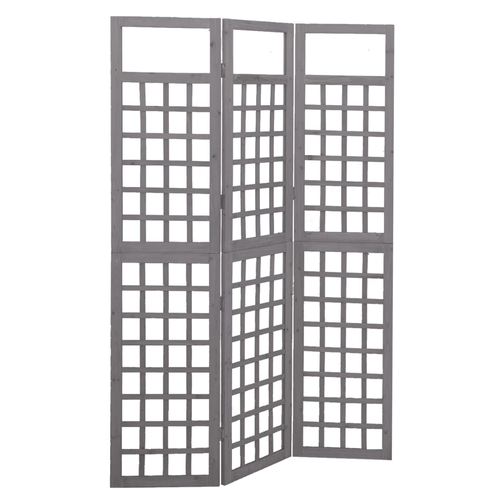 vidaXL Trellis/Room Divider 3-Panel Solid Fir Wood Grey 121x180 cm