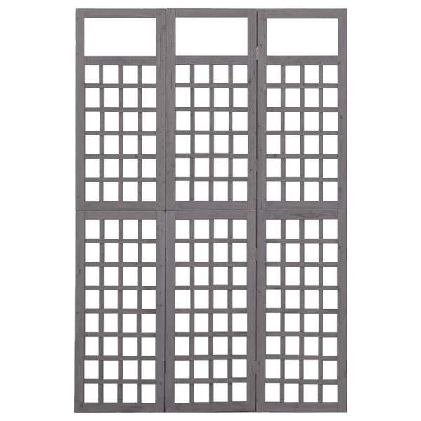 vidaXL Trellis/Room Divider 3-Panel Solid Fir Wood Grey 121x180 cm